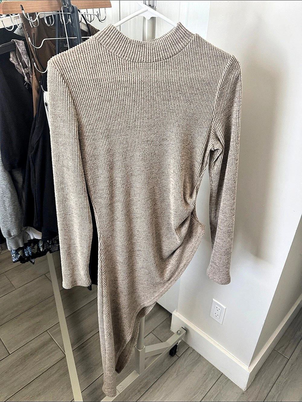 SHEIN Ribbed Midi Dress in Brown Size Medium Like New